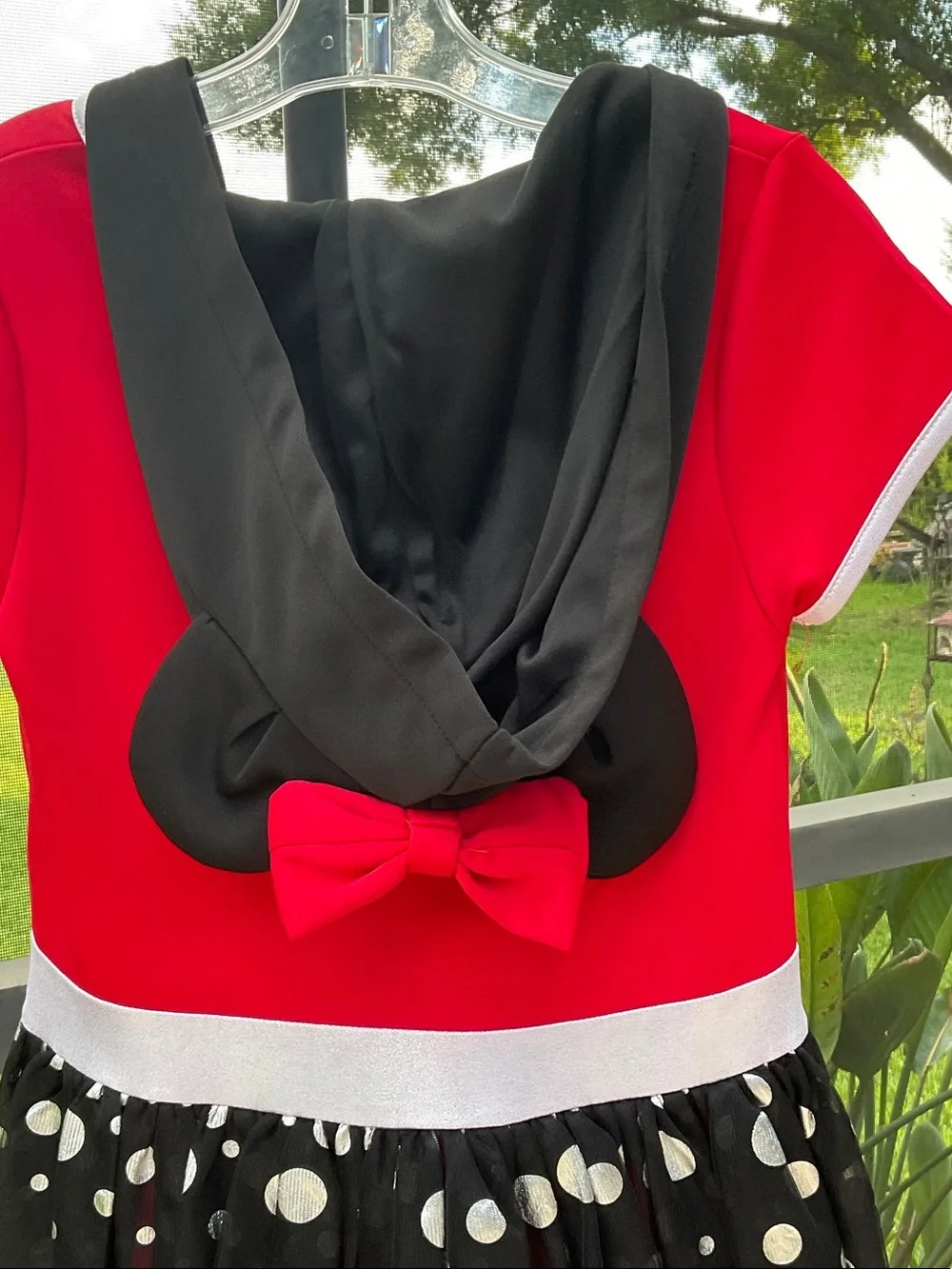 Disney Red and Black Polka Dot Sequin Minnie Dress with mouse ears hoodie 10|12